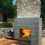 Contemporary Outdoor Wood Fireplace